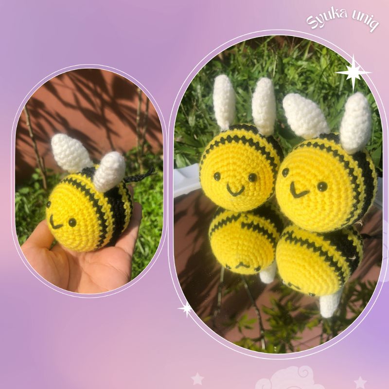 Amigurami lebah|gantungan rajut lebah|ganci rajut murah
