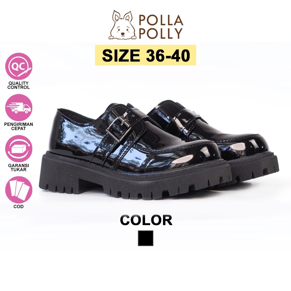 55TOP SALE Polla Polly X SEONG HYUN Black  Sepatu Docmart Loafers  fashion el Korea  Sepatu OOTD 364