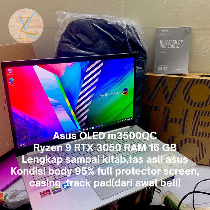 jul cepat ASUS VIVOBOOK OLED M3500QC RYZEN9 RTX 3050 laptop second