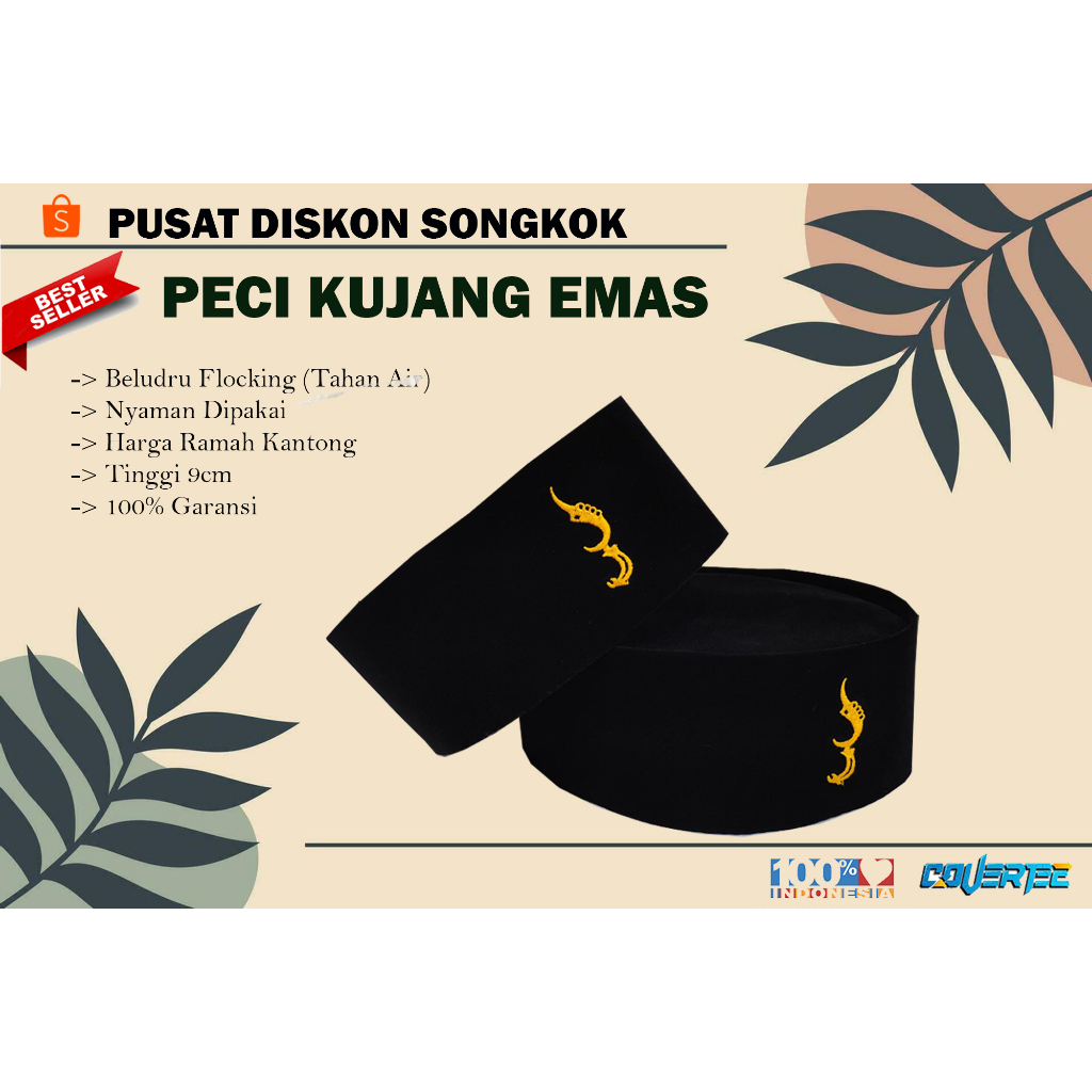 SONGKOK LOGO KUJANG EMAS / PECI ADAT ANAK DAN DEWASA BAYAR DI TEMPAT