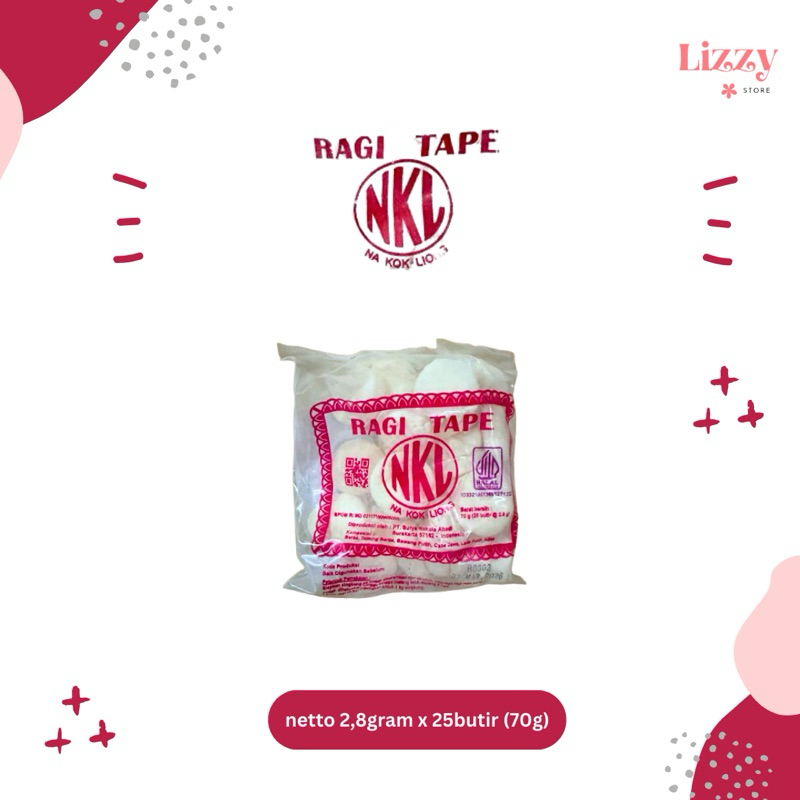 

Ragi Tape NKL Na Kok Liong Kemasan 70 gram | 140 gram (isi 50 butir @2.8gram)