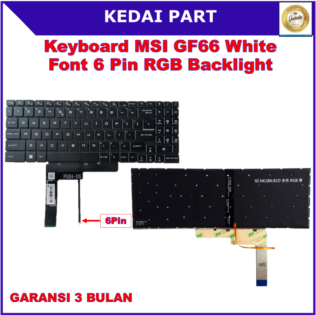 Keyboard MSI GF66 White Backlight