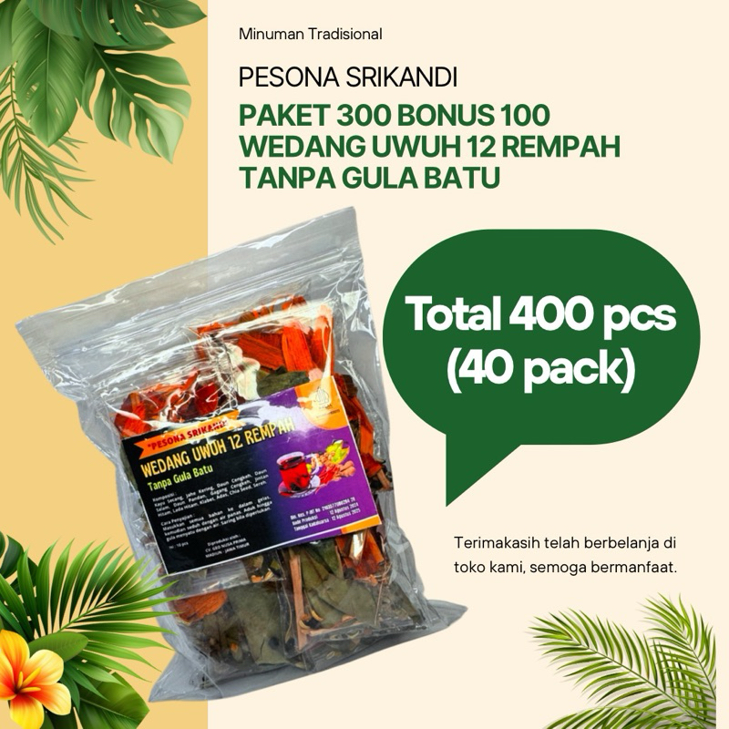 

Paket 300 bonus 100 Pesona Srikandi Wedang Uwuh 12 Rempah Tanpa Gula Batu