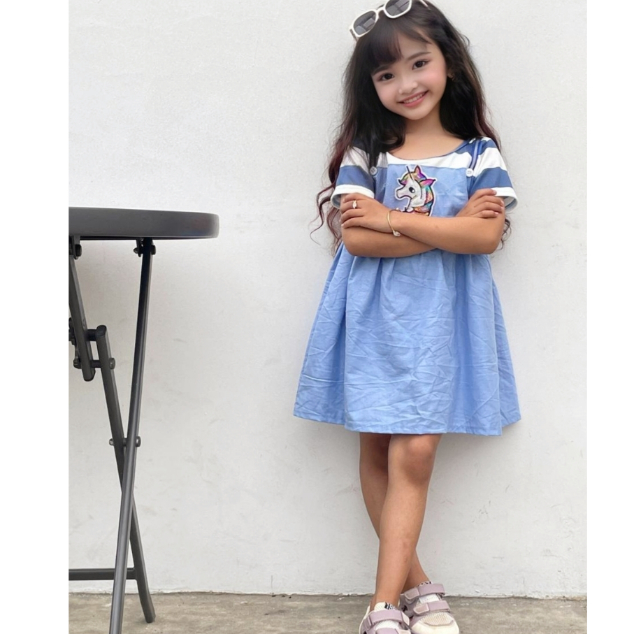 Dress Overall Anak Perempuan Lucu Warna Biru | Gaun Ulang Tahun Murah