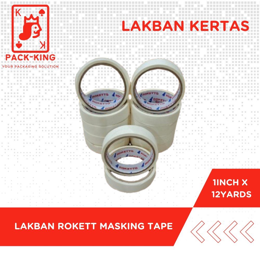 

MASKING TAPE ROKETT 1INCH(24mm)X12YARDS/ LAKBAN KERTAS ROKETT TOP MURAH TERJAMIN BAGUS SERBAGUNA