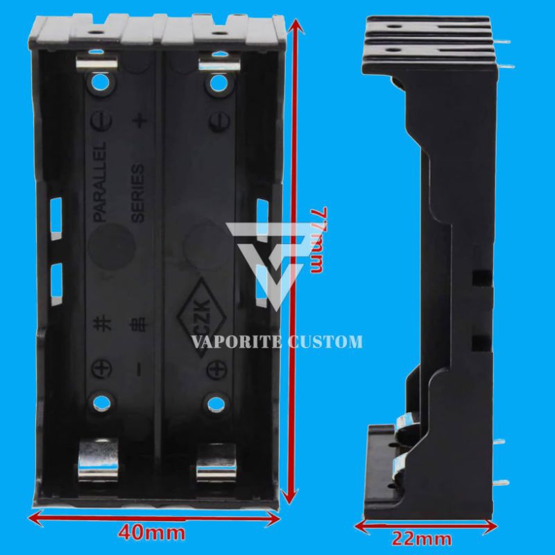 holder batre 18650 blossom SMT 2 slot / dual batre