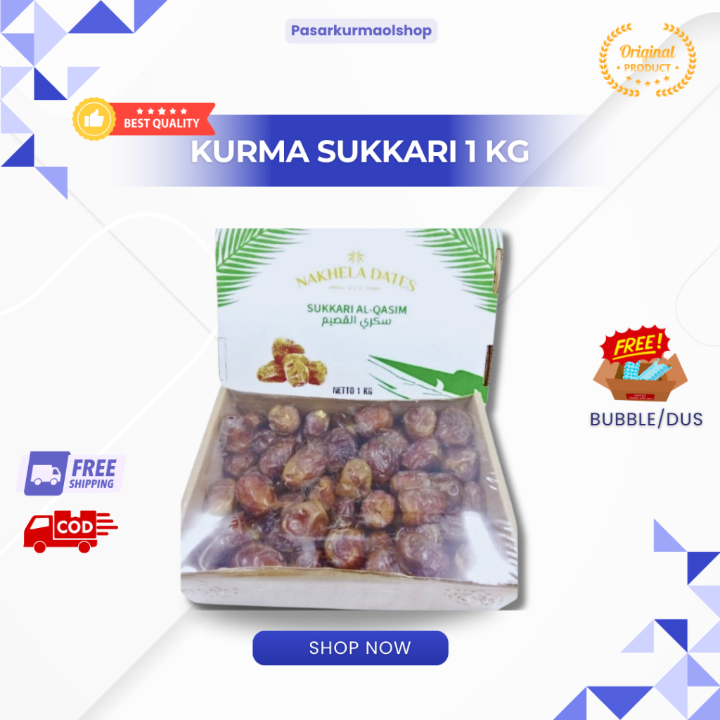 

Kurma Sukkari Al Qosim 1kg Eksklusif Dates