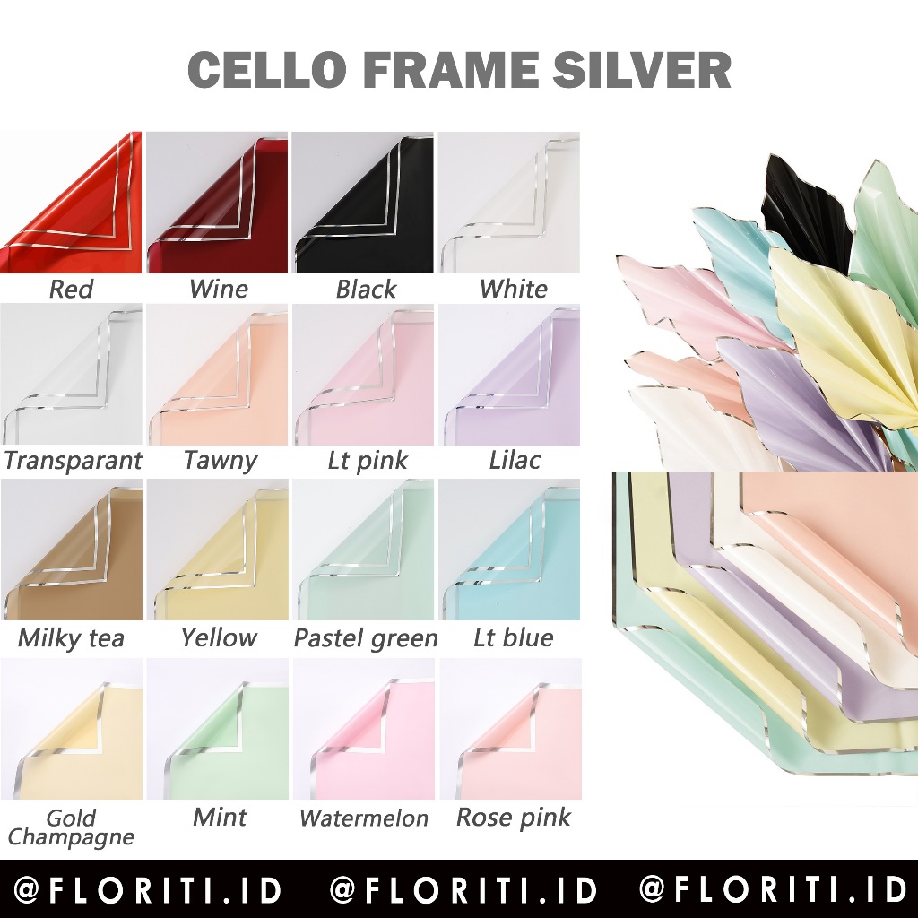 

(20 Lembar) Kertas Buket Cellophane Silver Frame Flower Wrapping