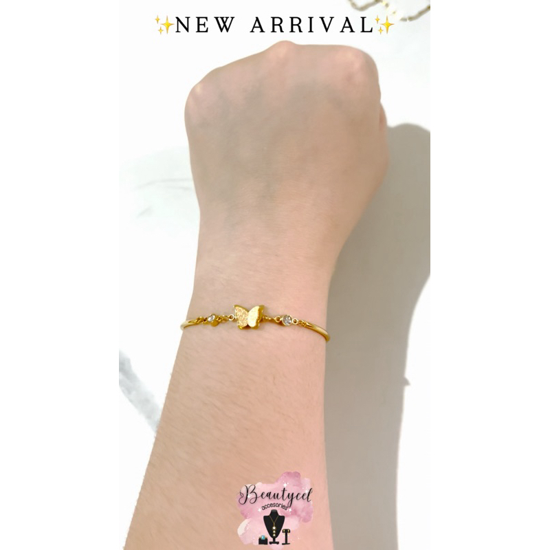 Gelang kupu kupu ring titanium gold