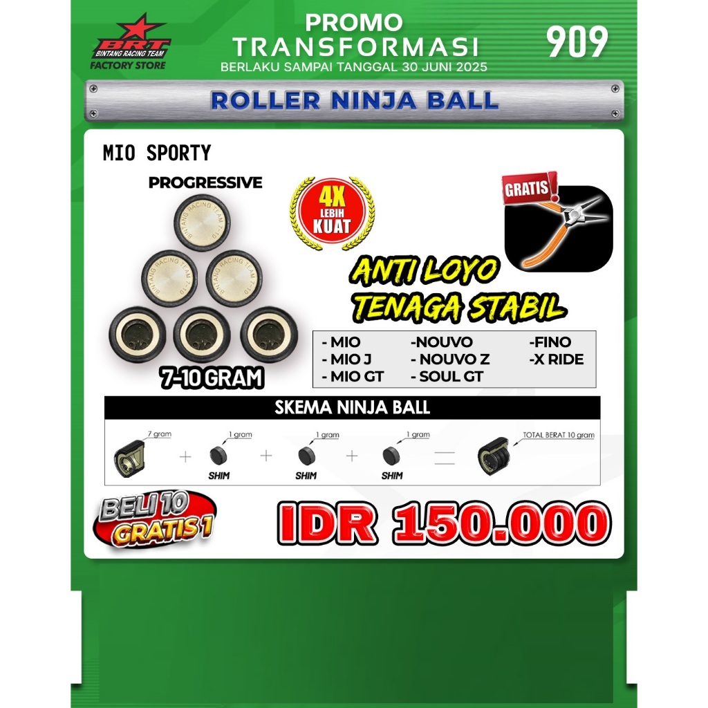 SUPER ROLLER NINJA BALL MIO SPORTY BRT BINTANG RACING TEAM