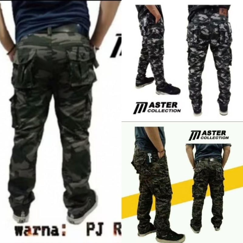 Celana cargo loreng pria army banyak kantong | celana cargo panjang pria