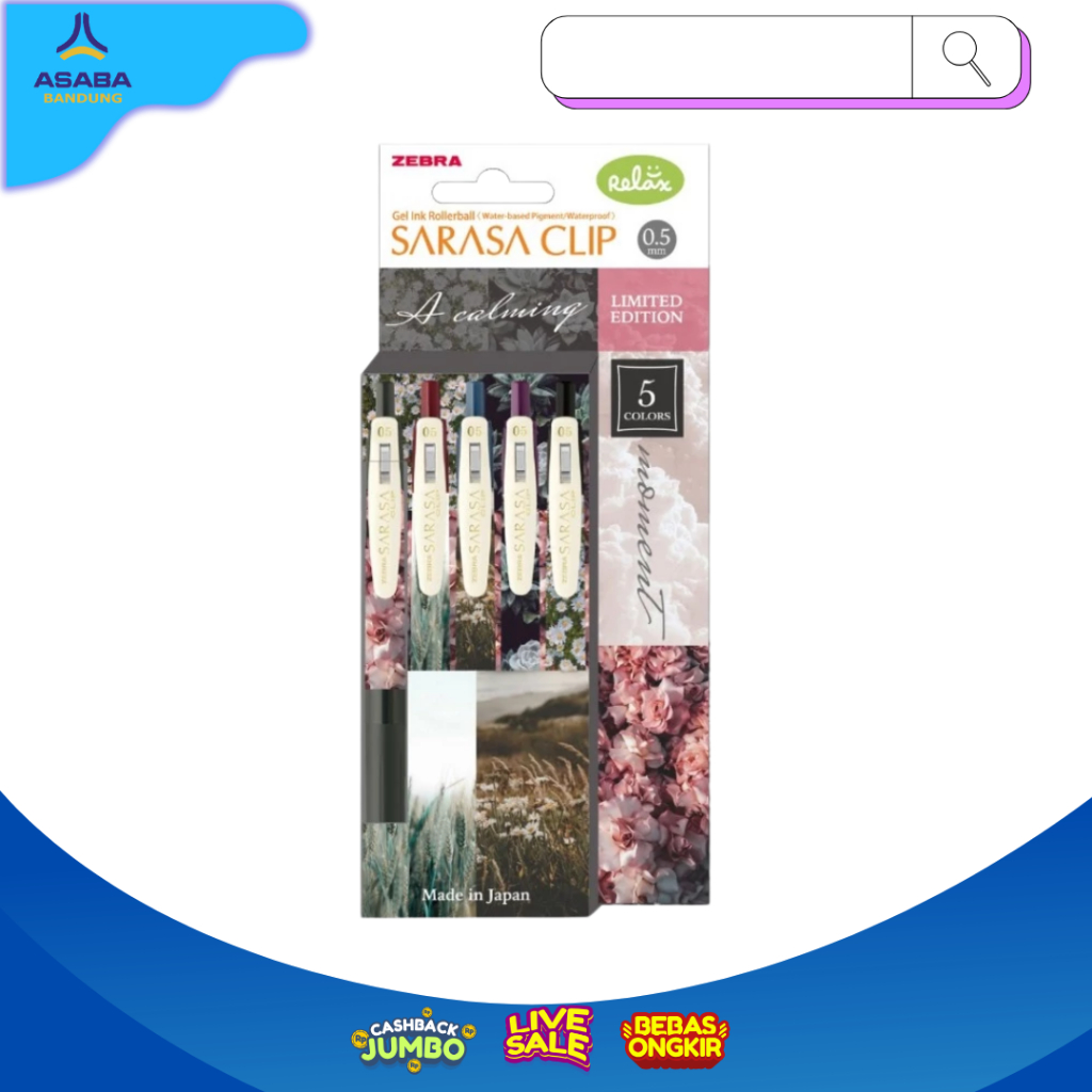 

Zebra Sarasa Clip 0.5mm pulpen gel limited edition - Calm Series - isi 5 pcs free limited packaging