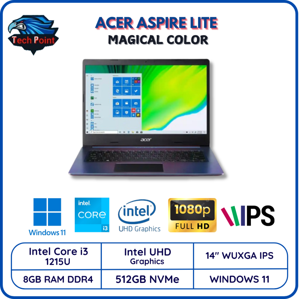 ACER ASPIRE LITE AL1 MAGICAL COLOR I3 1215 8GB 512GB W11+OHS 14.0 WUXGA IPS BLIT