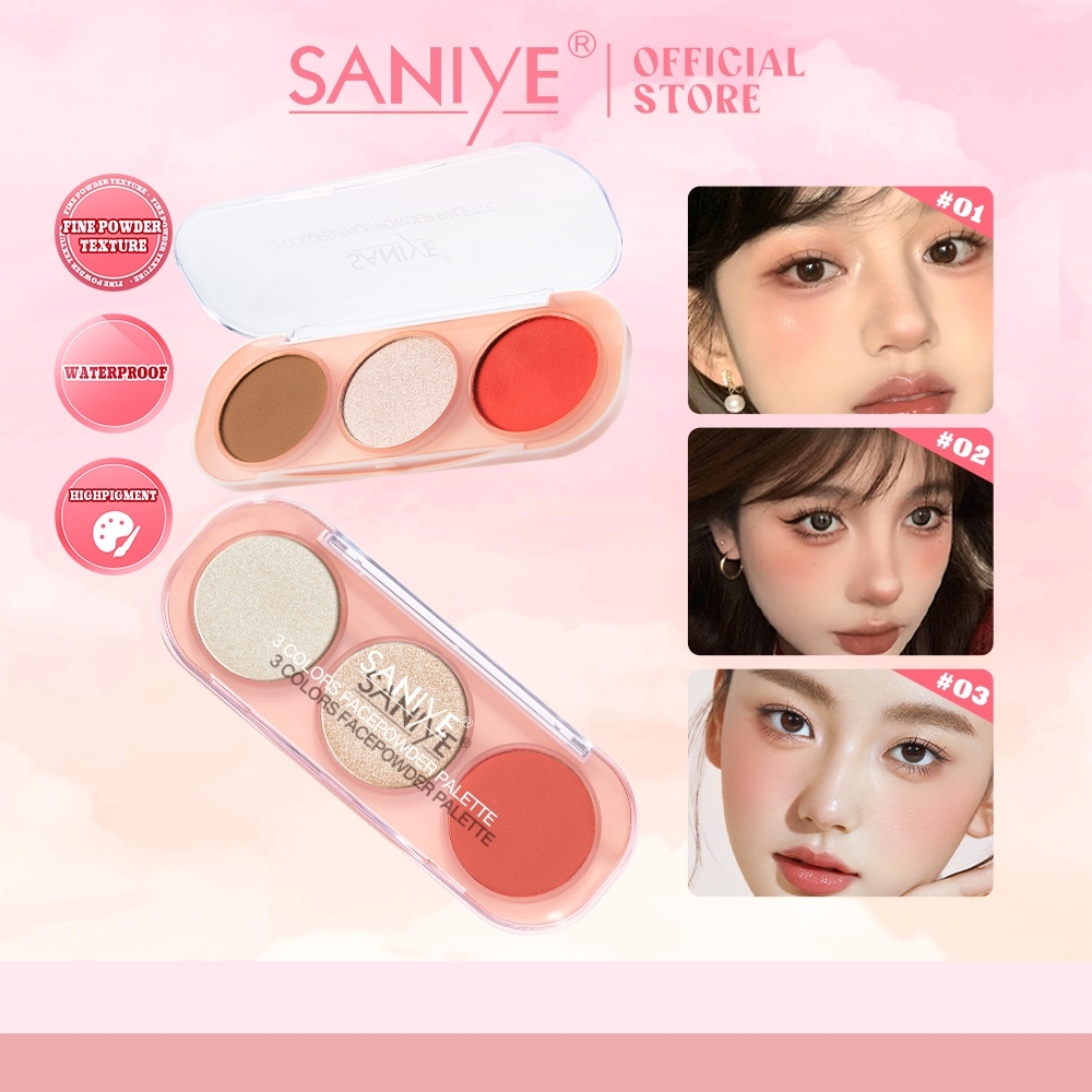 SANIYE Blush Glitter Highlighter Palette Contour Eyeshadow Palette E0358 -Nirwana Cosmetics-
