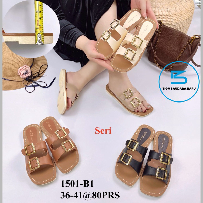 sandal h.y.s new 1501 BAN DUA GESPER SOL COKLAT sandal jelly selop ban dua wanita