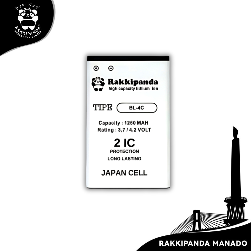 RakkiPanda Baterai HP BL-4C Nokia 1202 / 2650 / 5100 / 6100 / 6300 / 7200 / 7270