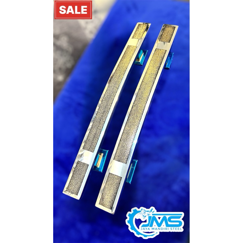HANDLE PINTU STAINLESS KUPU TARUNG / GAGANG TARIK MOTIF SABIT GRADASI PANJANG 45cm