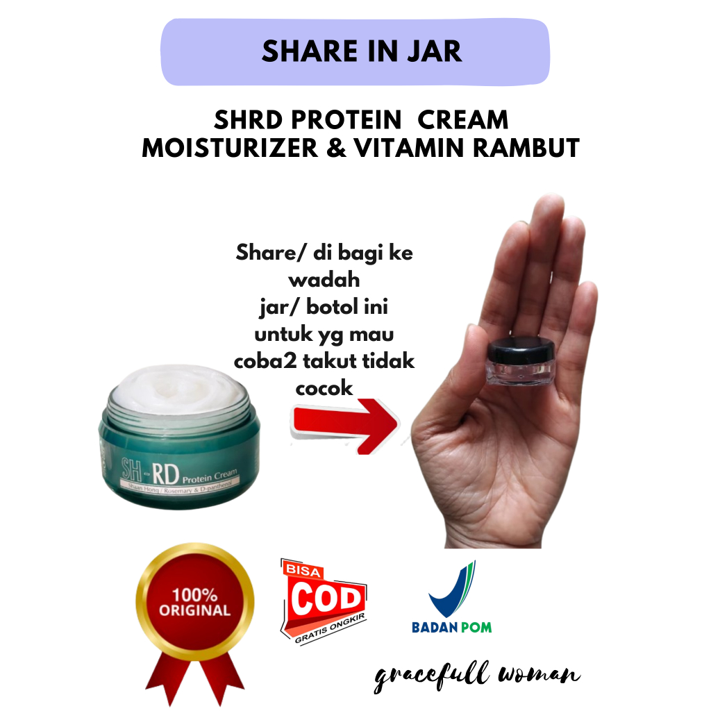 Share In Jar SHRD Protein Cream Moisturizer & Vitamin Rambut Hair Care Rambut Ngembang, Kering & Kus