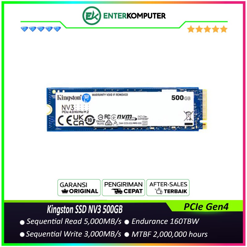 Kingston SSD NV3 500GB M.2 NVMe PCIe Gen 4.0 x4 / SSD 500GB
