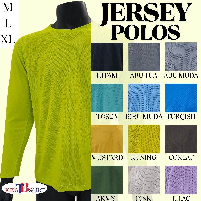 KINGTBSHIRT - KAOS OLAHRAGA POLOS BAHAN DRYFIT PREMIUM LENGAN PANJANG UNISEX | KAOS JERSEY POLOS