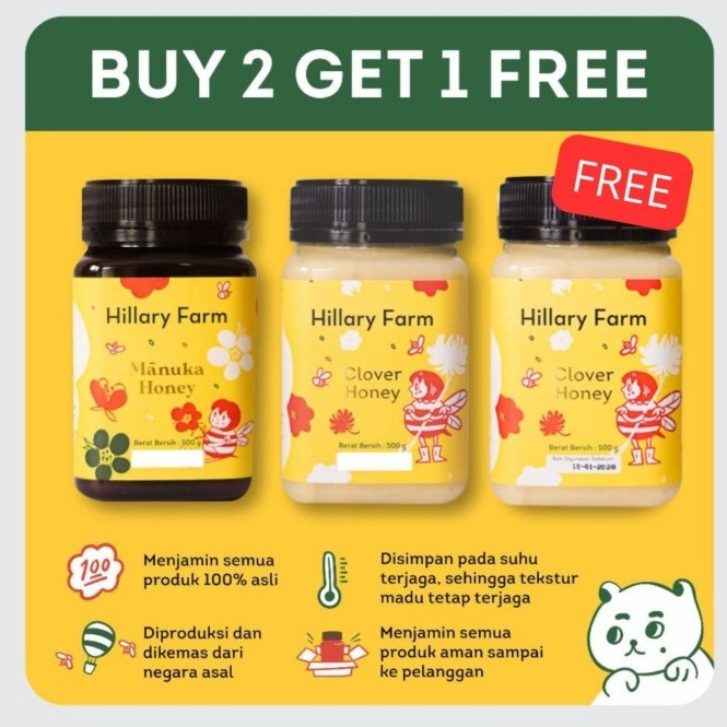 

Manuka Honey + Clover Honey Free Madu