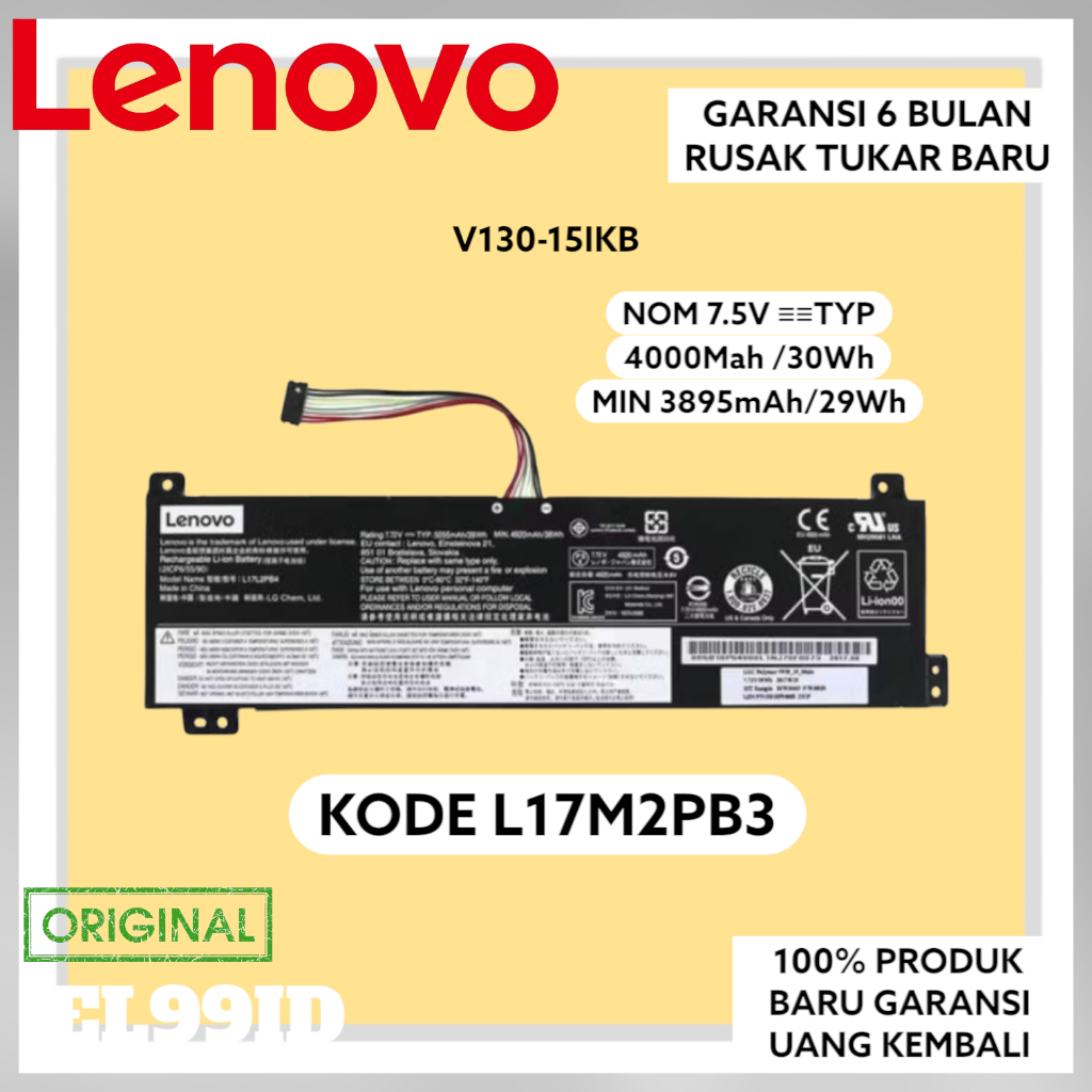Baterai ORI  Lenovo V130-15IGM V130-15IKB V330-15IKB V530-15IKB V530-15IKB