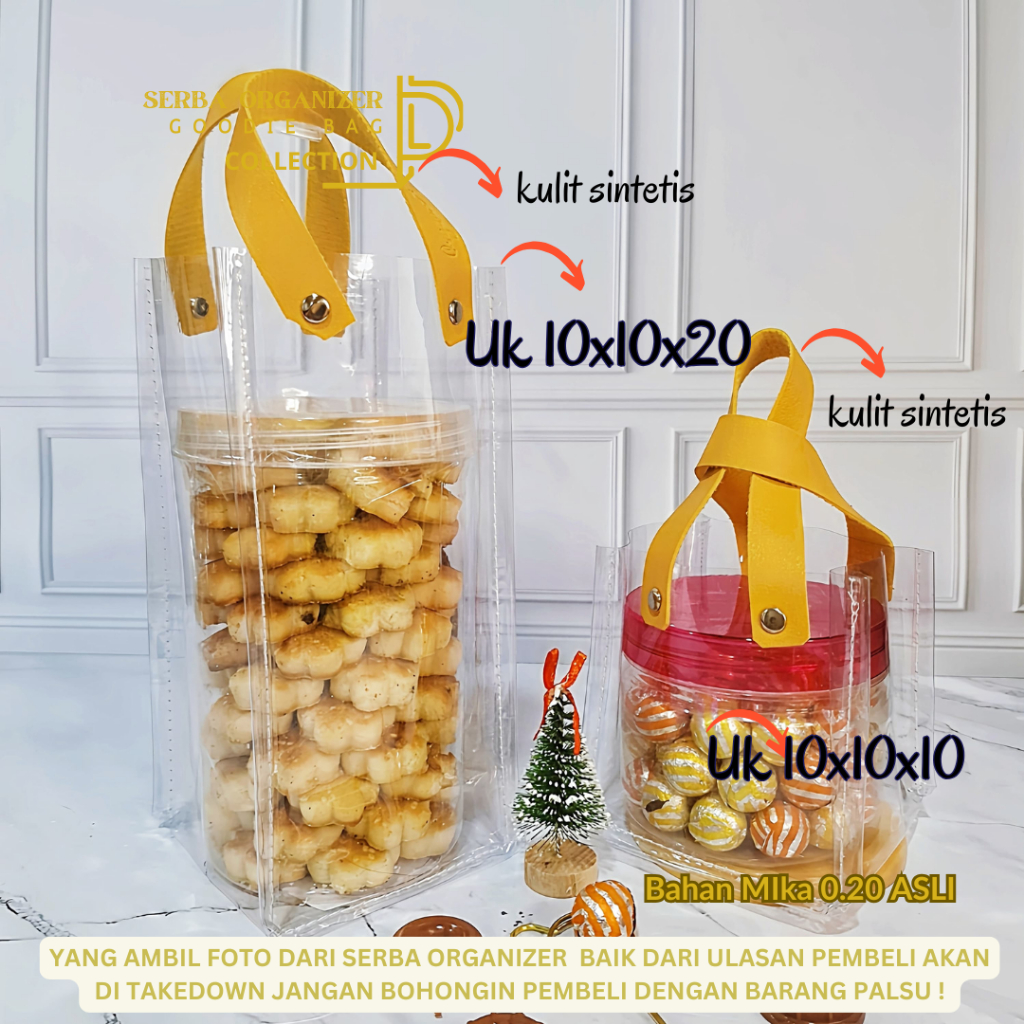 

10x10x20 Tas transparan Goodie bag toples cookies souvernir pernikahan tas bening ulangtahun Plastik