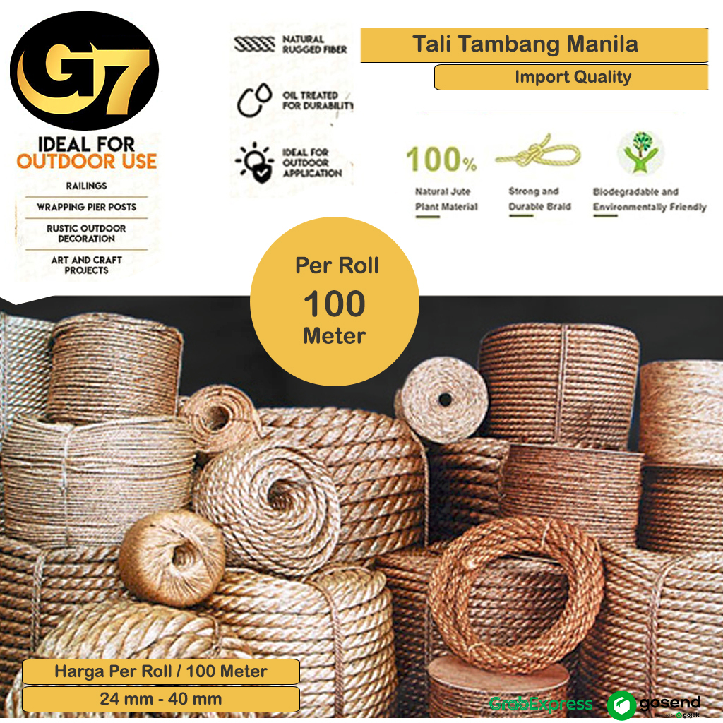 

Tali Tambang Manila Rope 24mm - 40mm Tali Tambang Dadung Per Roll Tali Jangkar Kapal Super Kuat Import Harga Termurah Berkualitas