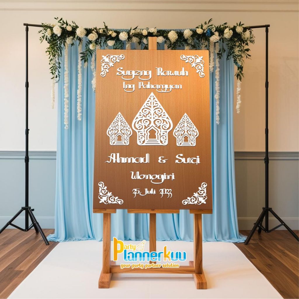 Backdrop Welcome Sign Papan Nama Pernikahan Dekorasi Lamaran tanpa Frame Wedding