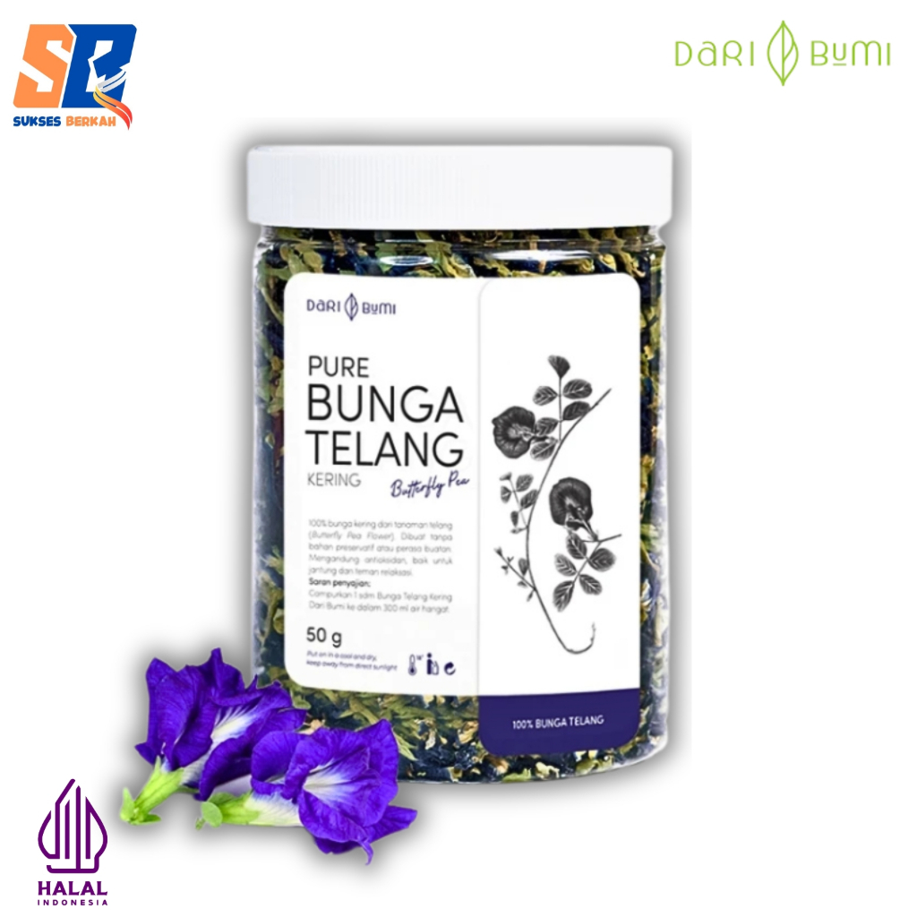 

Dari Bumi Teh Bunga Telang Kering 50 Gr Butterfly Pea Teh Herbal