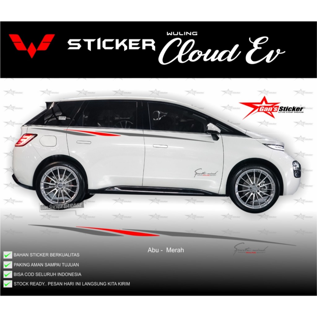 Stiker mobil listrik wuling cloud ev stiker variasi wuling cloud ev