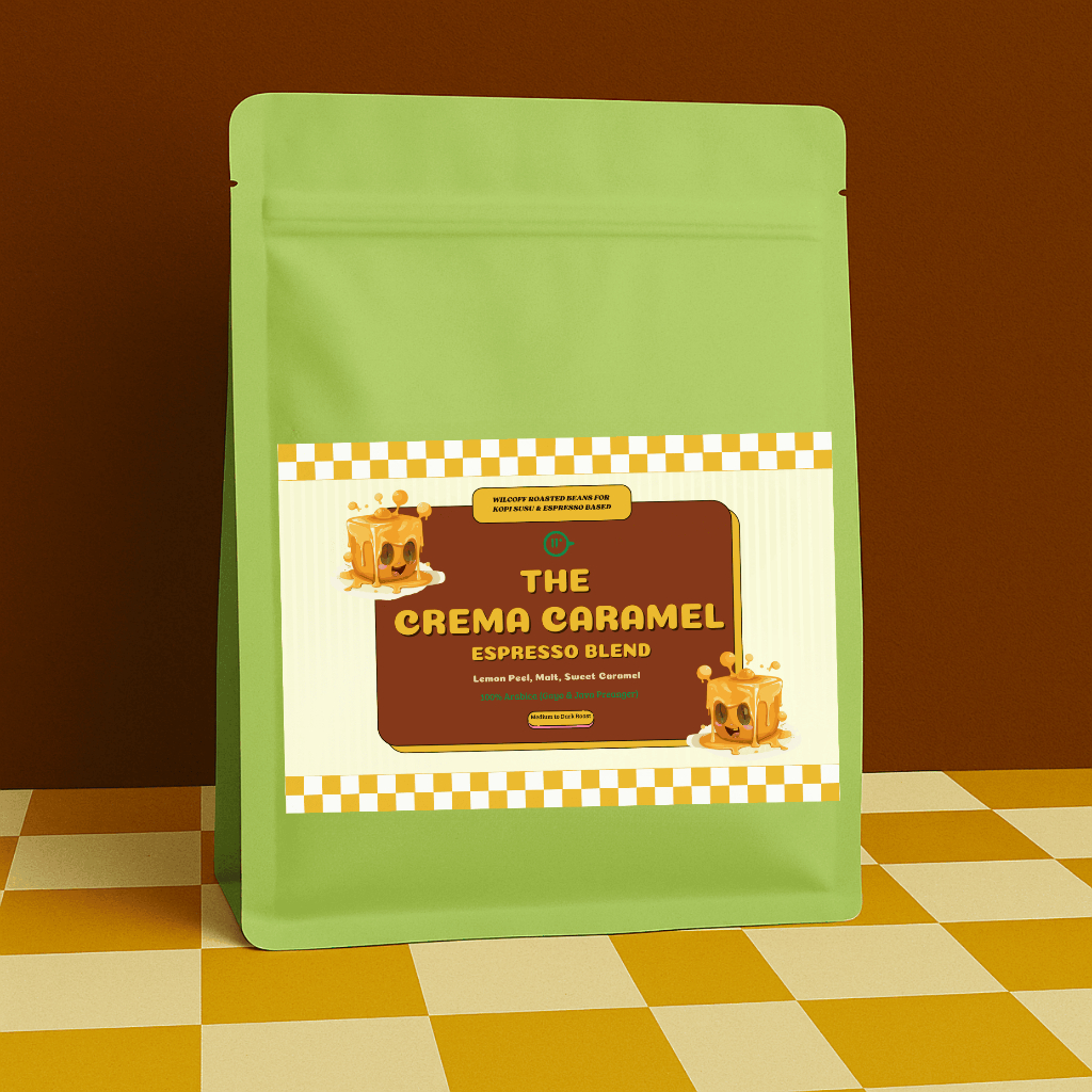 

Crema Caramel Espresso Blend – Biji Kopi Premium untuk Kopi Susu & Americano by Wilcoff 1kg