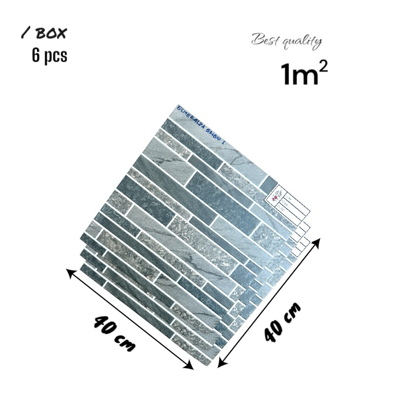 Keramik Lantai Kasar 40x40 Esmeralda Grigio Keramik Mulia Ceramic Carpot Grade A Isi 6pcs