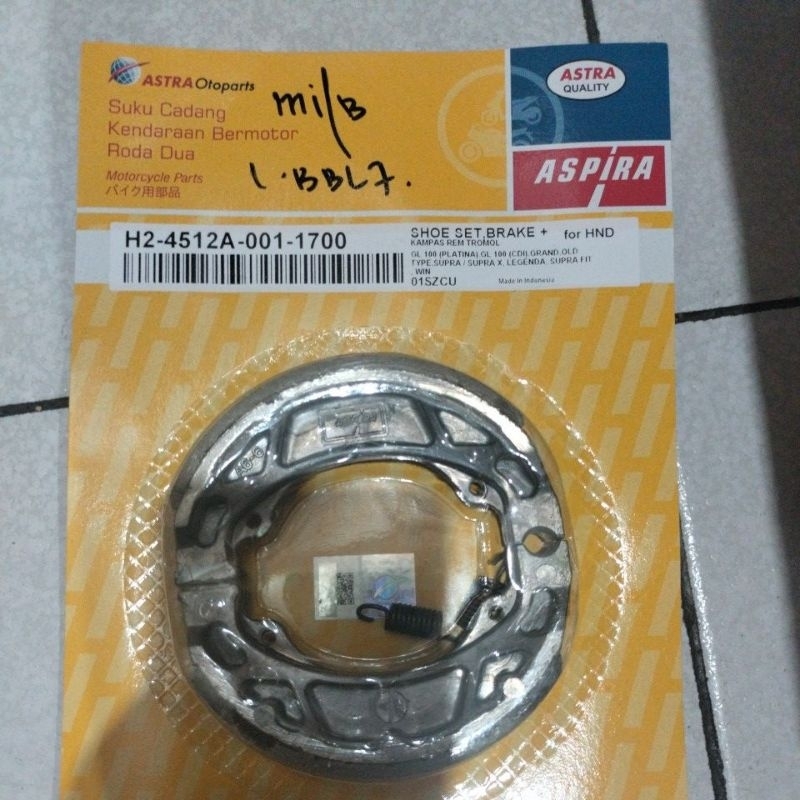 shoe set brake kampas rem tromol belakang kain rem kampas rem tromol belakang gl 100 / prima / grand