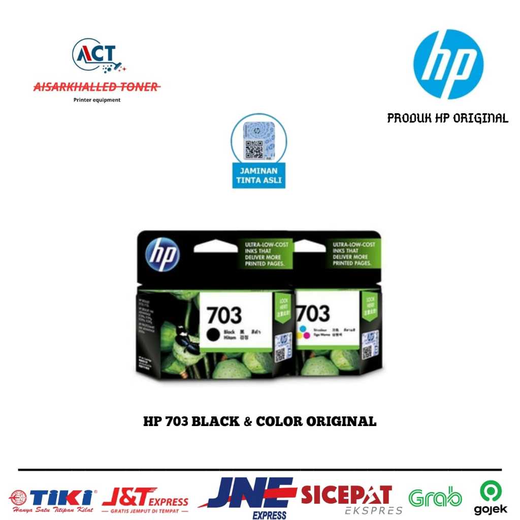 Tinta cartridge hp 703 black dan color original