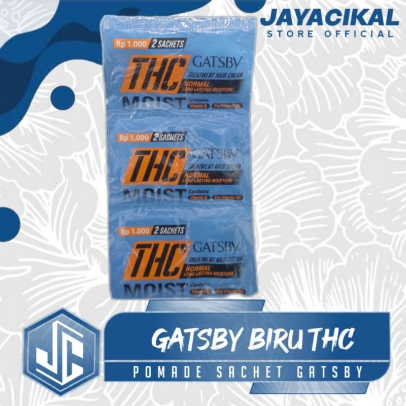 Gatsby THC Biru - Minyak rambut gesby Sachet 1 Renceng 12 Pcs