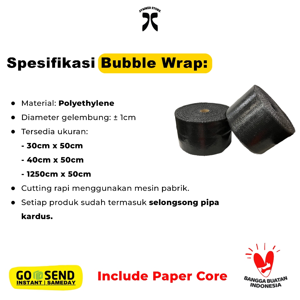

RB Bubble Wrap Packing Roll 30x50m 40x50m 25cm x 50m 30cm x 50m 40cm x 50meter Hitam Bening Tebal
