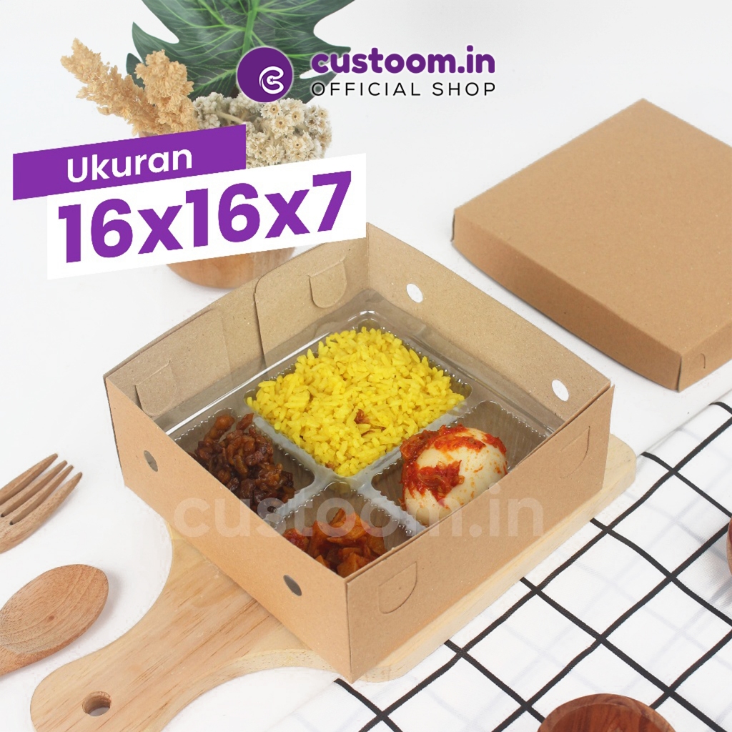 

1616TP Kotak Nasi (Ukuran 16x16x7 cm) #Model Tutup Pisah - Kotak Catering | Custoom.in