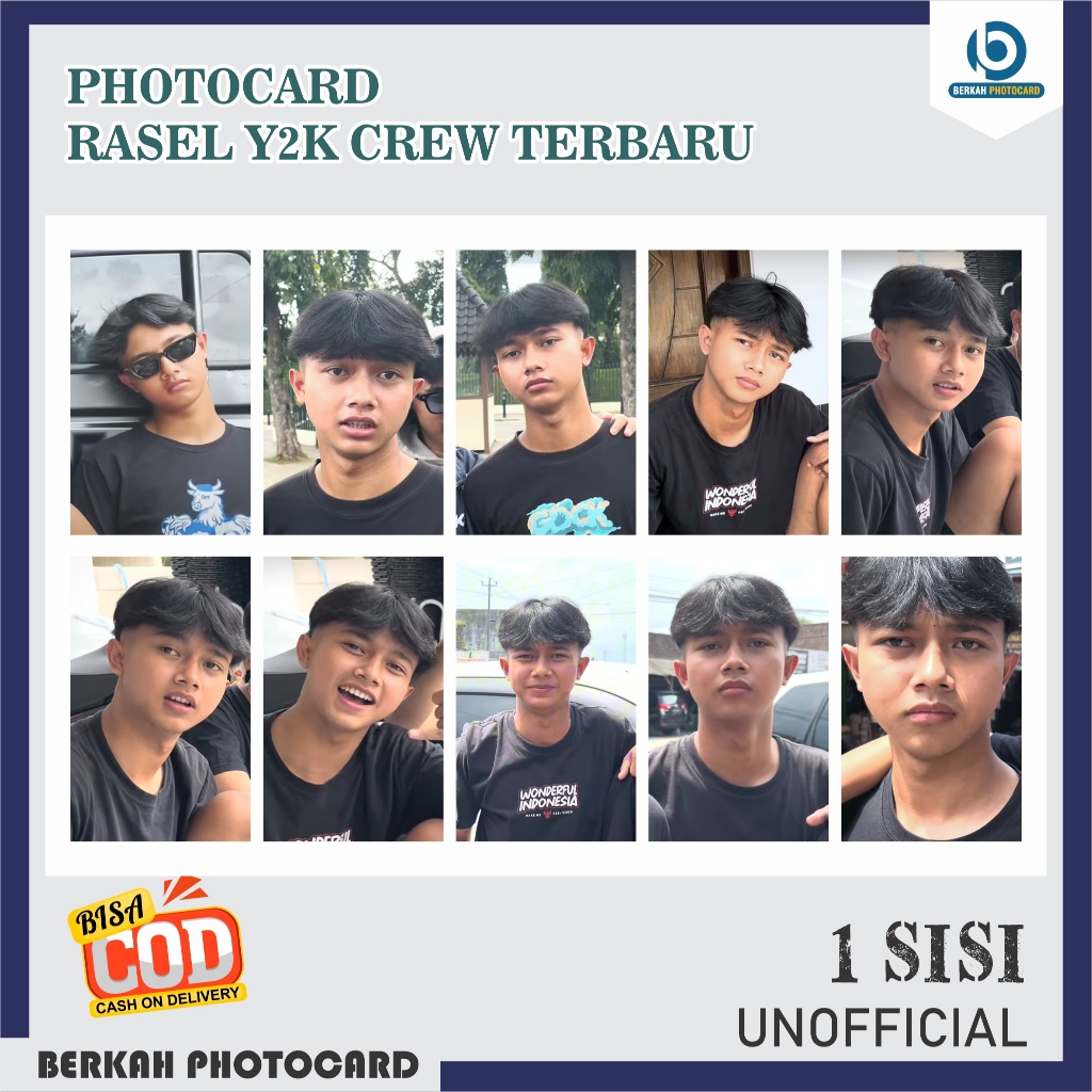 Miawmiaw_Id Photocard Rasel Y2K Crew Gwsm Isi 50 Pcs 1 Sisi Tebal 310 Gsm