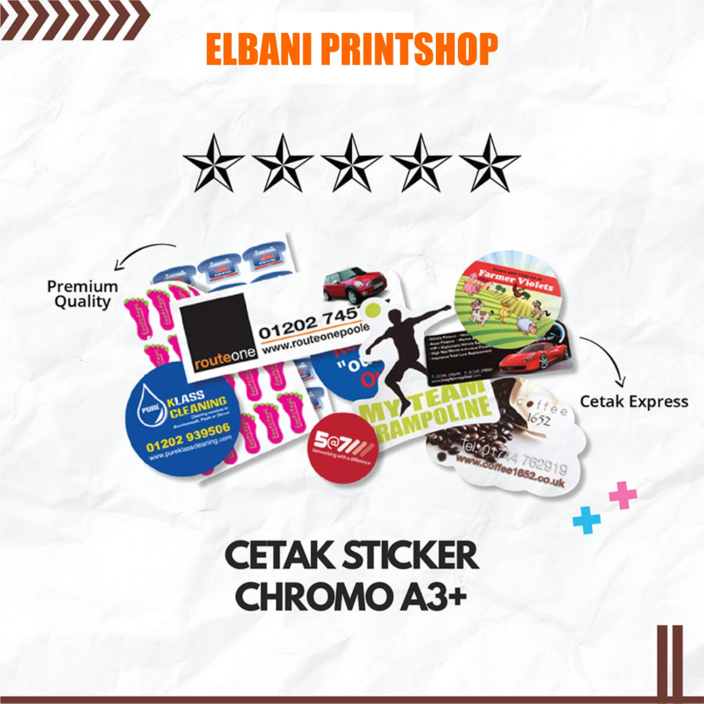 

Cetak sticker cromo/vinyl satuan custom bebas gambar