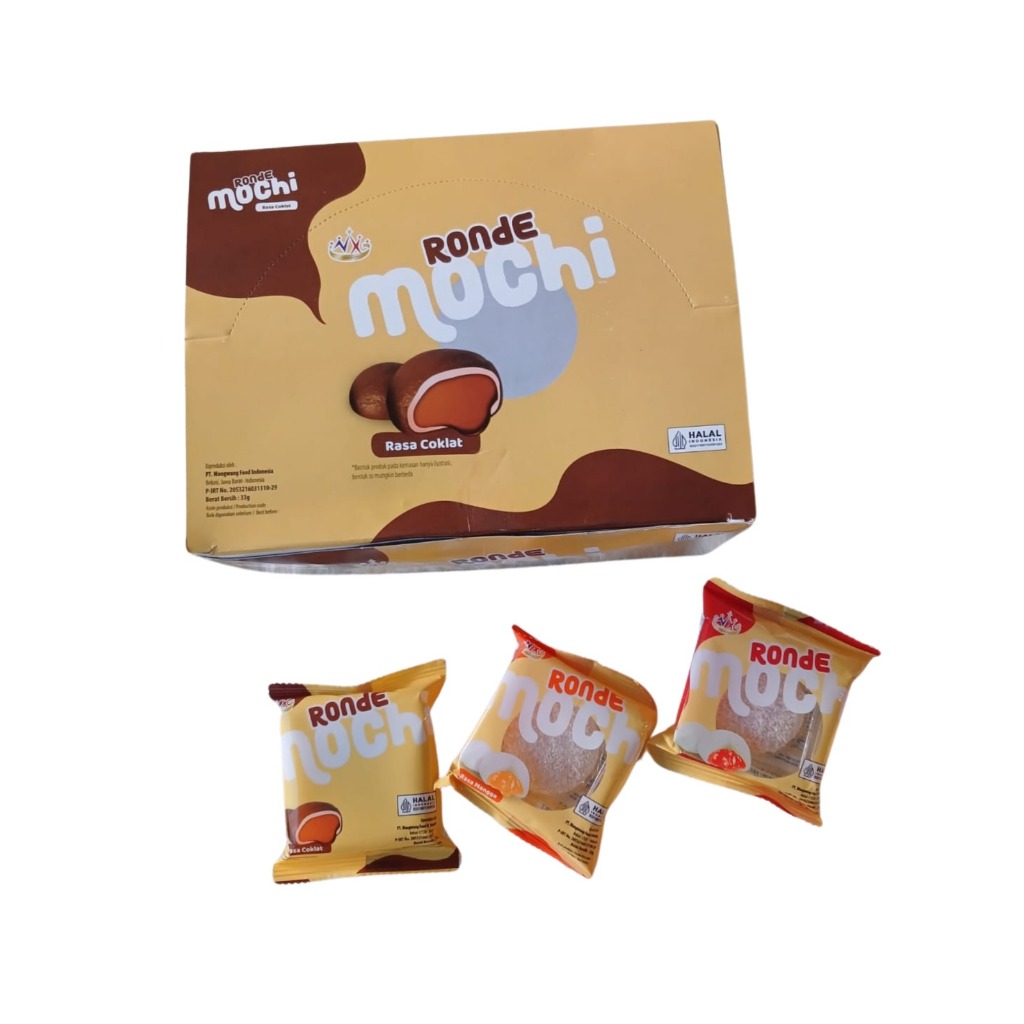 

Mochi Ronde 33gr Moci Kenyal Isian Selai Coklat Strawberry Mangga Kemasan Pouch