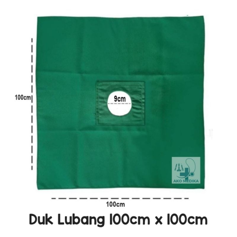 Duk Lubang 100Cm X 100Cm / Duk Bolong 100Cm X 100Cm / Doek Lubang Kain Untuk Tindakan Khitan Sunat