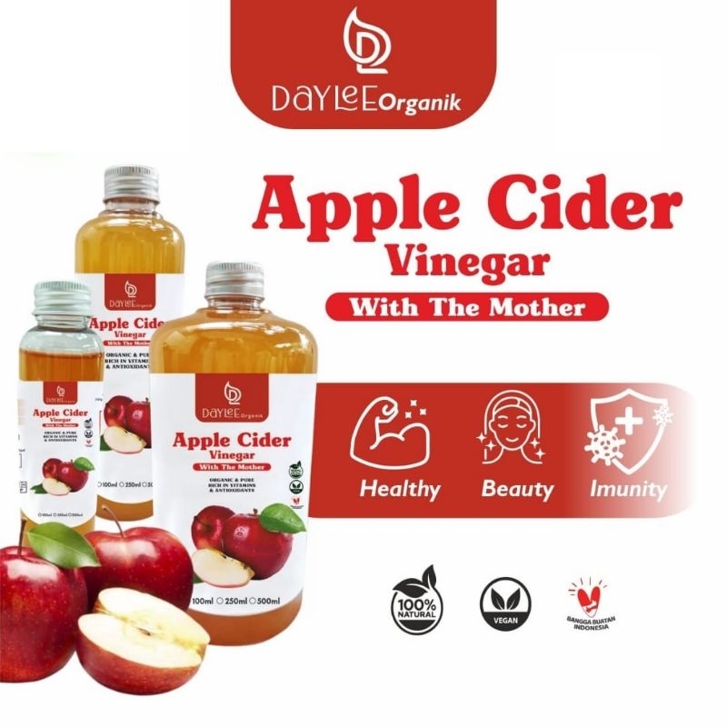 

Daylee Organik - Premium Apple Cider Vinegar - Cuka Apel Murni with The Mother Tanpa Gula 100ml 250ml 500ml