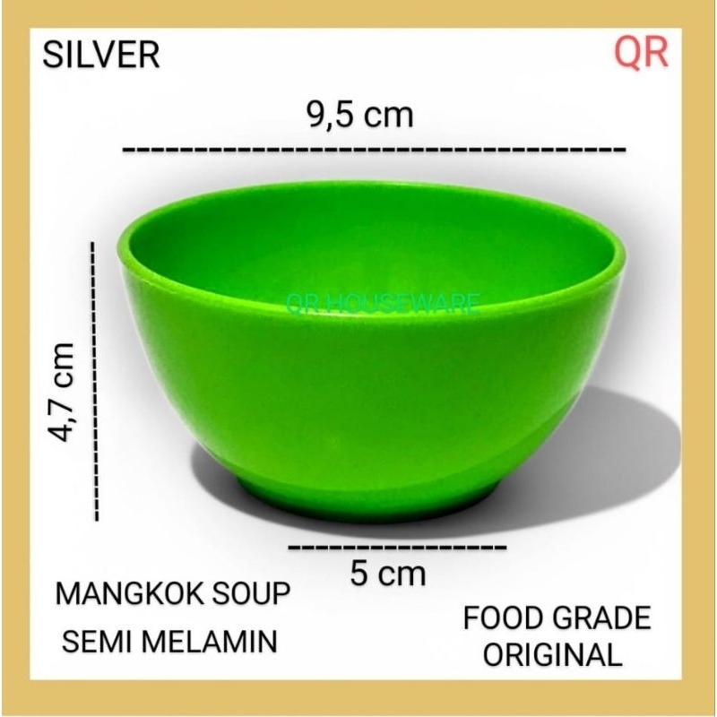 Mangkok Sup Silver Ori - Plastik Campuran Melamin 1 Lusin