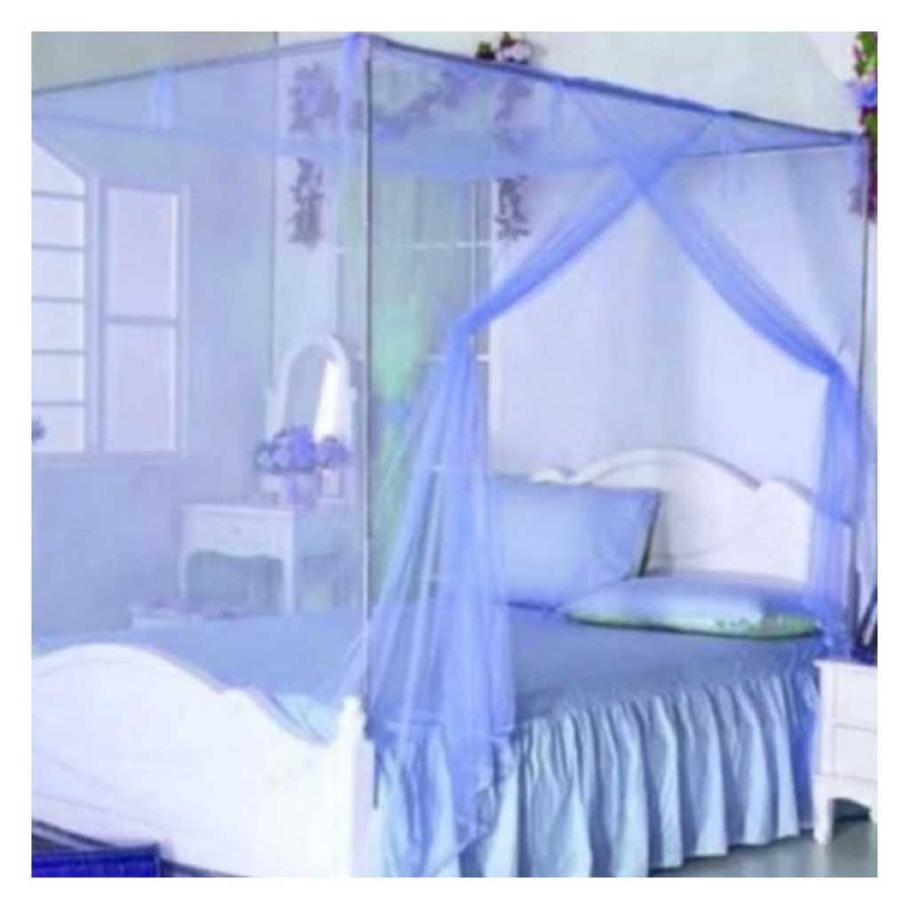 Kelambu Tidur Kotak Gantung Biru Polos Ukuran 120x200 Single Kelambu Tidur Anti Nyamuk Terlaris