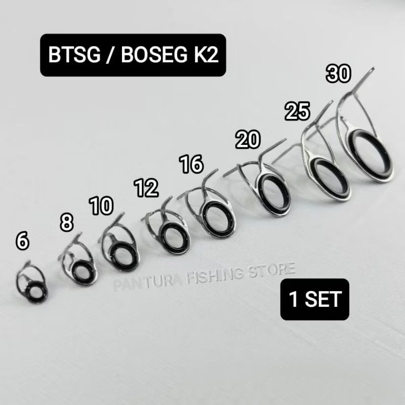 ring guide / mamarit / kolongan joran pancing non fuji BTSG/BOSEG K2 set isi 8 pcs tanpa top - satu 