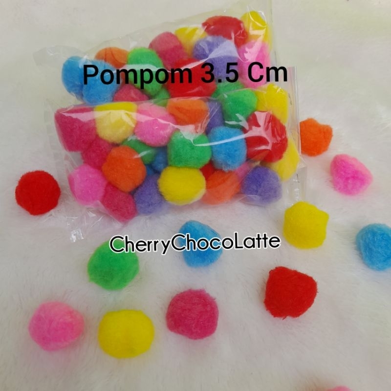 [ 25 Pcs ] Pompom Ukuran 3,5 cm / Pompom Warna-warni 3,5 cm / Pompom polos 3,5 cm