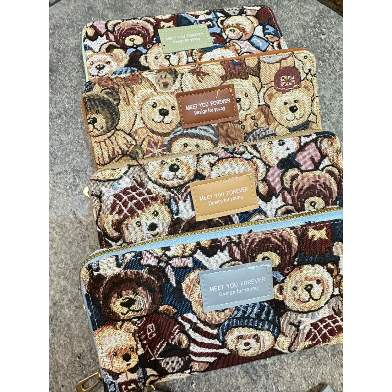 DBR DOMPET WANITA PANJANG LUCU DOMPET IMPORT BEAR TWN BEAR DOMPET KANVAS BEAR