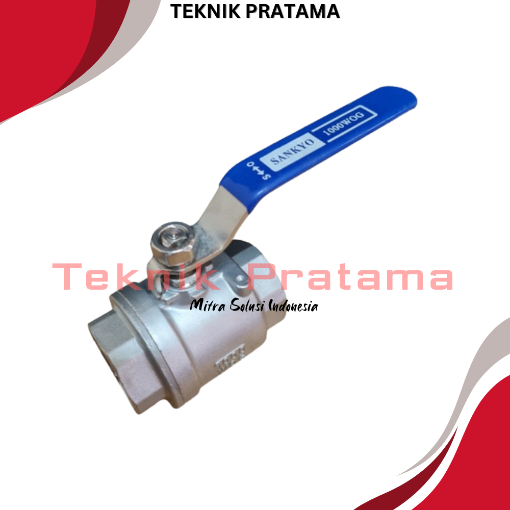 Stop kran Ball valve Sankyo Stainless1/ 4" ss 316 Full Bore/2 Pcs Body