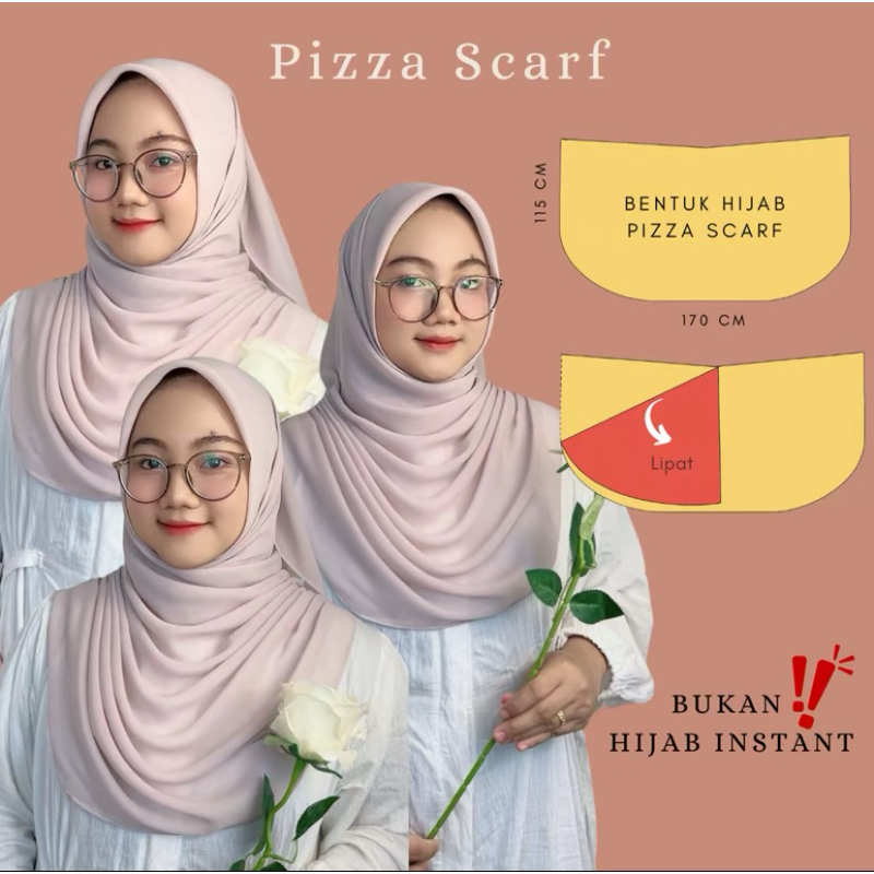 Hijab Pizza Scarf Bawal Malaysia Draperi Oval (Preloved)